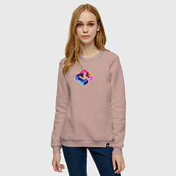 Свитшот хлопковый женский Куб абстракция, цвет: пыльно-розовый — фото 2