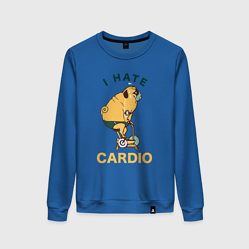 Женский свитшот Мопс ненавидит кардио / Синий – фото 1