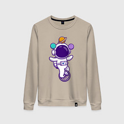 Свитшот хлопковый женский Космонавт жонглёр, цвет: миндальный