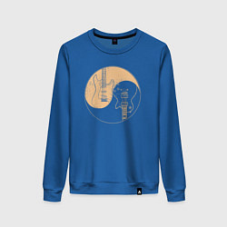 Свитшот хлопковый женский Инь ян гитарки, цвет: синий