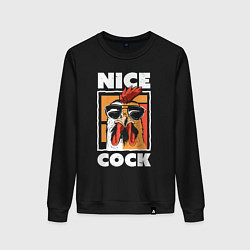 Свитшот хлопковый женский Nice cock, цвет: черный