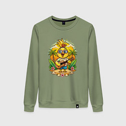 Женский свитшот Попугай играет на гитаре жарким летом