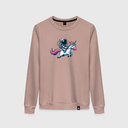 Женский свитшот Космонавт едет верхом на единороге