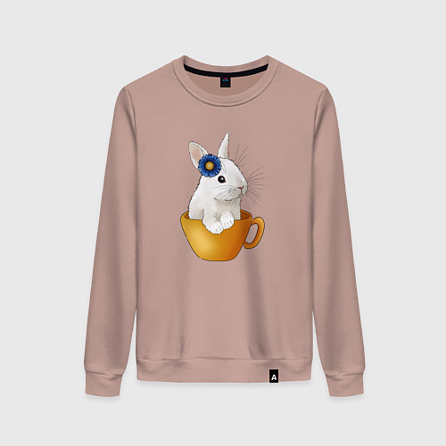 Женский свитшот Крольчонок в чашке / Пыльно-розовый – фото 1