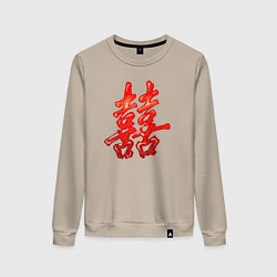 Свитшот хлопковый женский Двойное счастье, цвет: миндальный