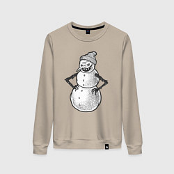 Свитшот хлопковый женский Злобный снеговик, цвет: миндальный