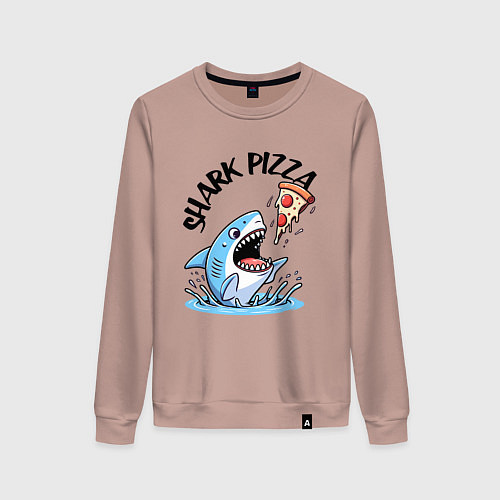 Женский свитшот Shark pizza - ai art fantasy / Пыльно-розовый – фото 1