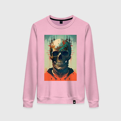 Женский свитшот Ai art skull - fantasy / Светло-розовый – фото 1