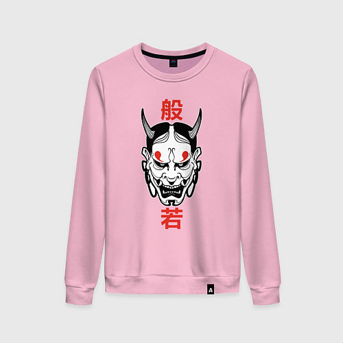 Женский свитшот Японский демон - Хання / Светло-розовый – фото 1