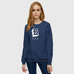 Свитшот хлопковый женский Zenless Zone Zero logo, цвет: тёмно-синий — фото 2