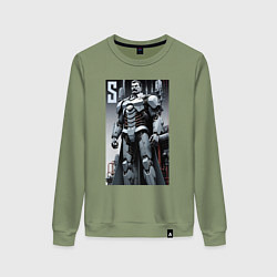 Свитшот хлопковый женский Иосиф человек из стали - нейросеть, цвет: авокадо