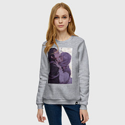 Свитшот хлопковый женский Последний Серафим Шиноа Хираги вампир, цвет: меланж — фото 2