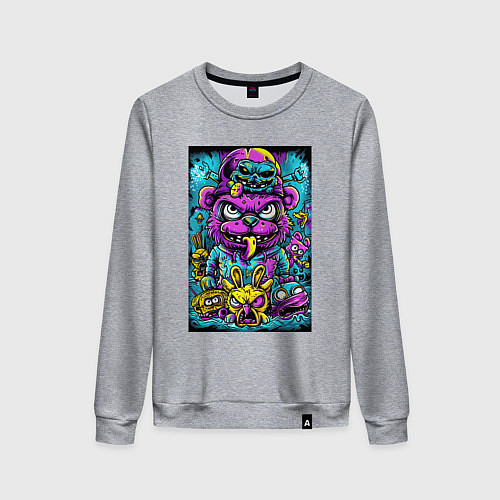 Женский свитшот Сказочные монстры в ярких неоновых красках / Меланж – фото 1