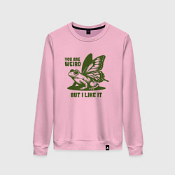 Женский свитшот Лягушка с крыльями ты странный но мне нравится