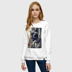 Свитшот хлопковый женский Cool dude panther from New York - ai art, цвет: белый — фото 2