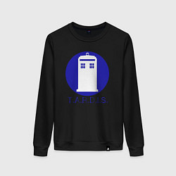 Свитшот хлопковый женский Blue tardis, цвет: черный