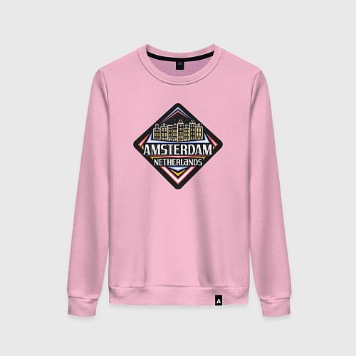 Женский свитшот Амстердам - Нидерланды / Светло-розовый – фото 1