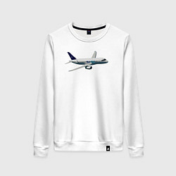 Свитшот хлопковый женский Опытный самолет SJ-100 ВС 95005, цвет: белый