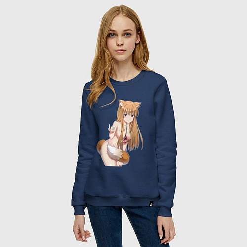 Женский свитшот Волчица и пряности Холо секси / Тёмно-синий – фото 3