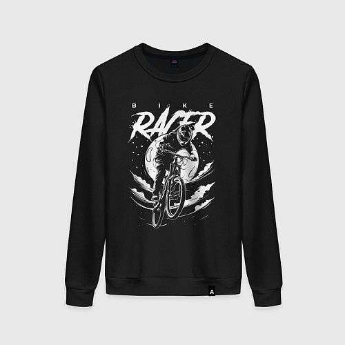Женский свитшот Белый арт велосипедист / Черный – фото 1