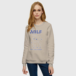 Свитшот хлопковый женский Milf милфа, цвет: миндальный — фото 2