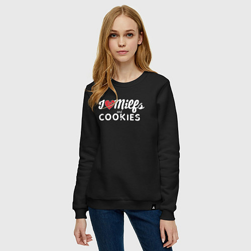 Женский свитшот Milf and cookies милфа / Черный – фото 3