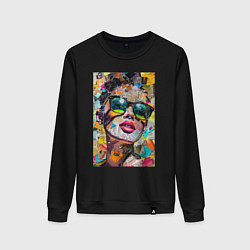 Женский свитшот Лицо девушки из обрезков газет и журналов