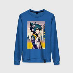 Женский свитшот Kitten girl - cyberpunk