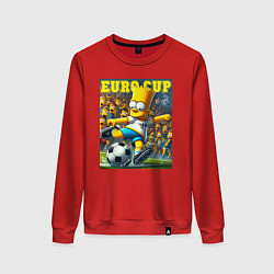 Свитшот хлопковый женский Euro cup - Bart Simpson, цвет: красный