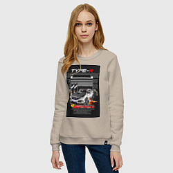 Свитшот хлопковый женский Honda jdm, цвет: миндальный — фото 2