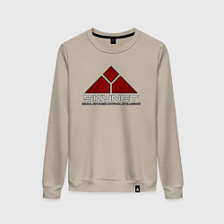 Свитшот хлопковый женский Skynet - cyberdyne, цвет: миндальный