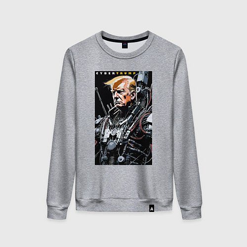 Женский свитшот Cyber Trump - ai art fantasy / Меланж – фото 1