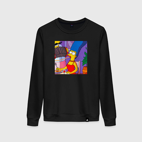 Женский свитшот Мардж Симпсон спагетти болоньезе / Черный – фото 1