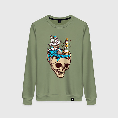 Женский свитшот Кораблик в черепе / Авокадо – фото 1