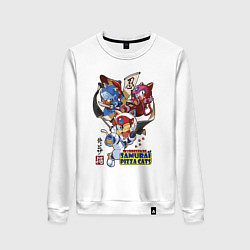 Свитшот хлопковый женский Samurai pizza cats, цвет: белый