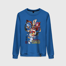 Свитшот хлопковый женский Samurai pizza cats, цвет: синий