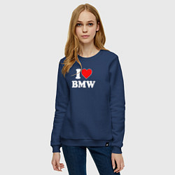 Свитшот хлопковый женский I love my BMW, цвет: тёмно-синий — фото 2