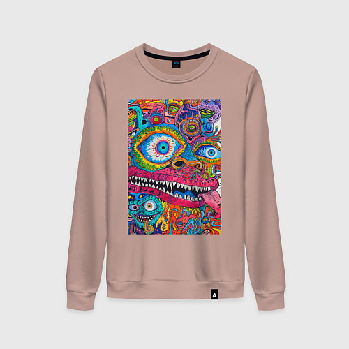 Женский свитшот Психоделический монстр / Пыльно-розовый – фото 1