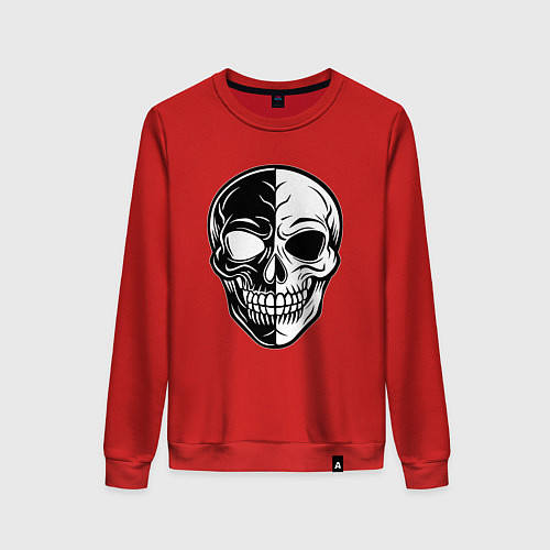Женский свитшот Черно белый череп / Красный – фото 1