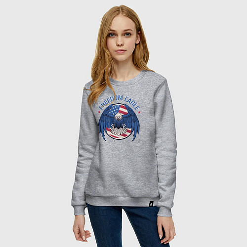 Женский свитшот США - орёл свободы / Меланж – фото 3