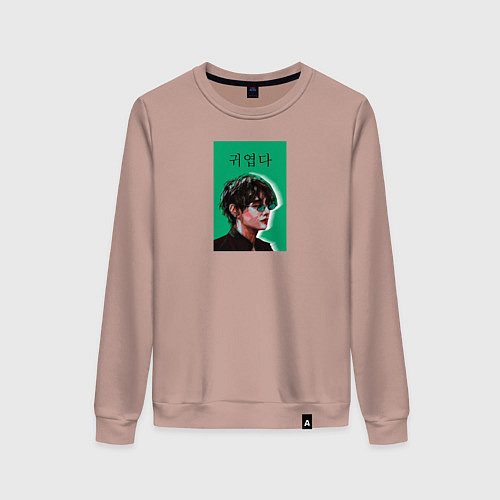 Женский свитшот Техен зеленый / Пыльно-розовый – фото 1