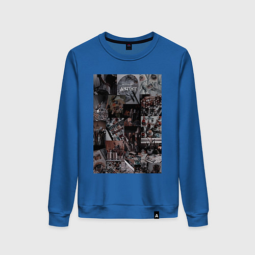 Женский свитшот Художник коллаж / Синий – фото 1