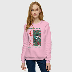 Свитшот хлопковый женский Моя геройская академия My Hero Academia Деку, цвет: светло-розовый — фото 2