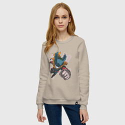 Свитшот хлопковый женский Моя геройская академия Деку в костюме, цвет: миндальный — фото 2