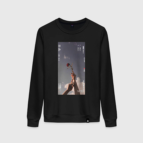 Женский свитшот Фото розы / Черный – фото 1