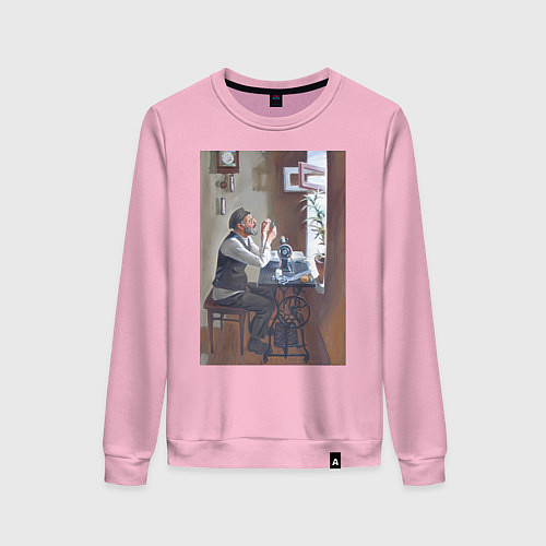 Женский свитшот Портной швея - живопись / Светло-розовый – фото 1