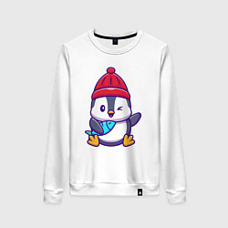 Женский свитшот Пингвин с рыбкой
