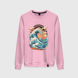 Женский свитшот Волна и облака в японском стиле