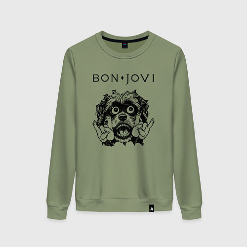 Женский свитшот Bon Jovi - rock dog / Авокадо – фото 1