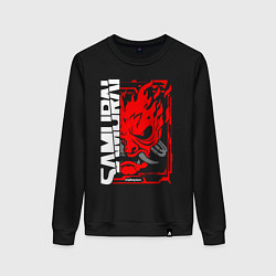 Свитшот хлопковый женский Cyberpunk samurai, цвет: черный